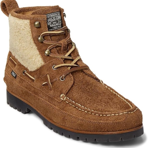 POLO RALPH LAUREN Ranger Mid Suede and Shearling Lace Up Boots